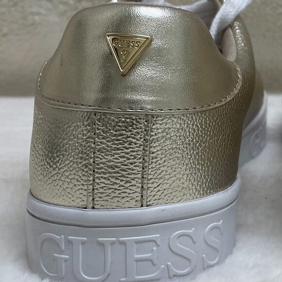 Casual/Formal? Women's Guess Brand Gold Sneaker White Laces Quilted Size 11M - Picture 6 of 14